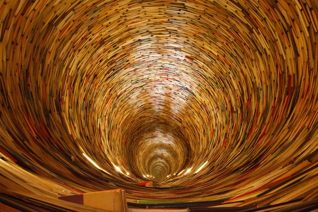 Long tunnel of books